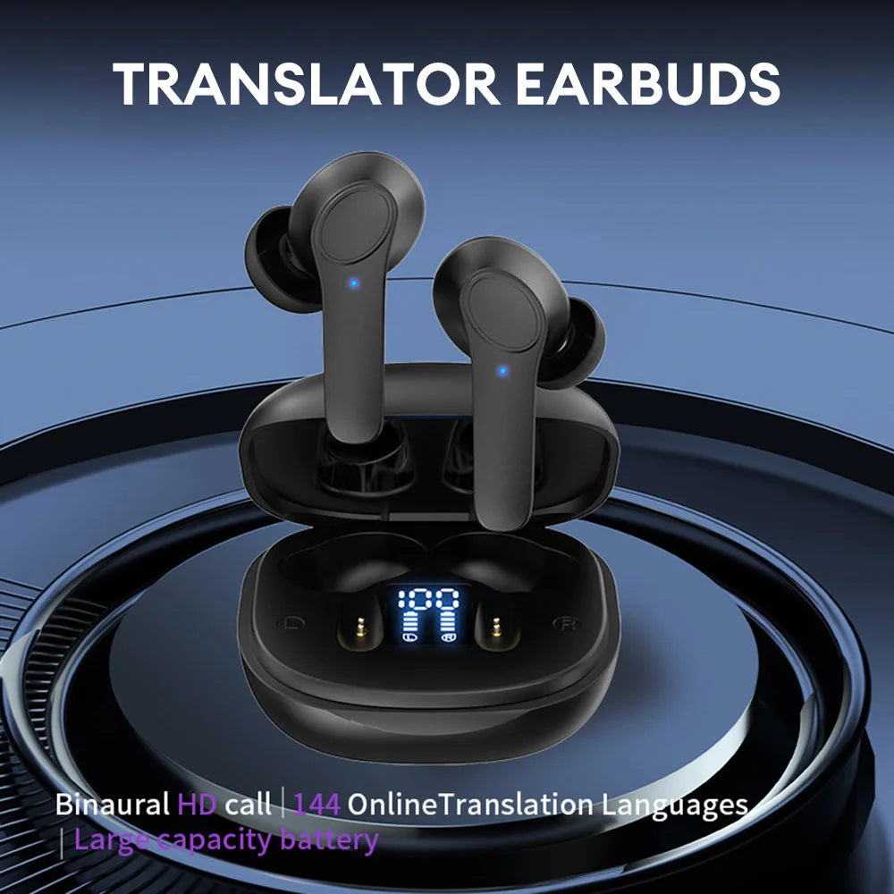 Smart Translate Earbuds Bluetooth Earphone Translation Headphones Languages Real Time Voice Translator Business Wireless Headset